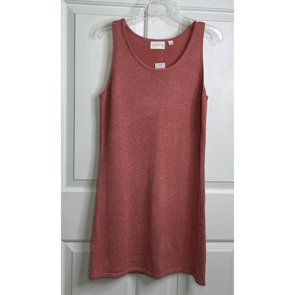 Mia & Tess Knit Dress Womens Medium Rose Pink Boho Coastal Beach Lightweight New
